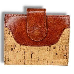 Vintage Baronet Women's Cork Leather Wallet Snap Closure Bifold